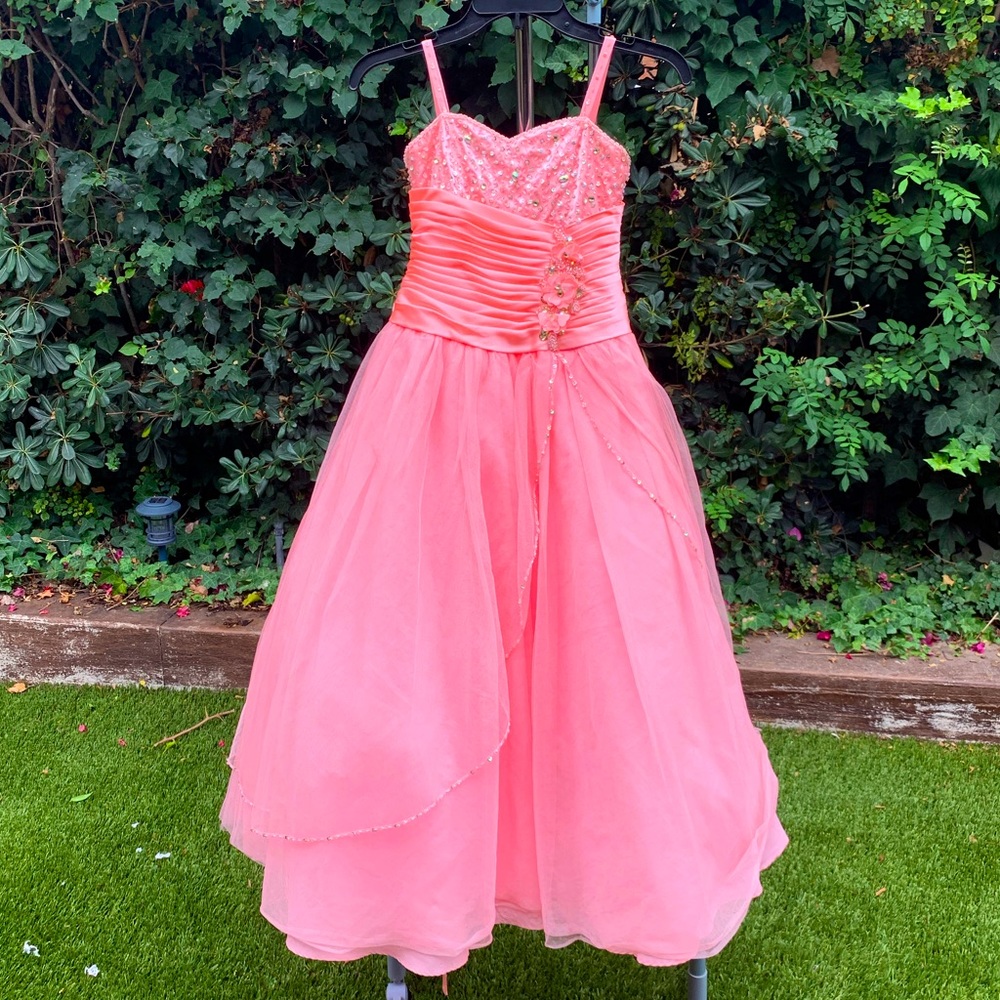 Pink, Floor-Length, Pageant Gown, Size 6